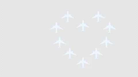 Flying heart shape airplanes. Stock Footage 263612533