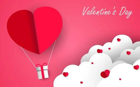 Flying heart shaped paper elements on background. Love vector symbol for Ha.. Stockillustratie