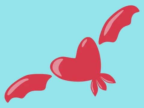 Flying heart with wings Stock Illustration