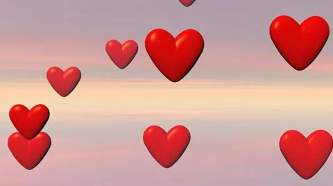 Flying hearts - 3D render Video stock 17651001