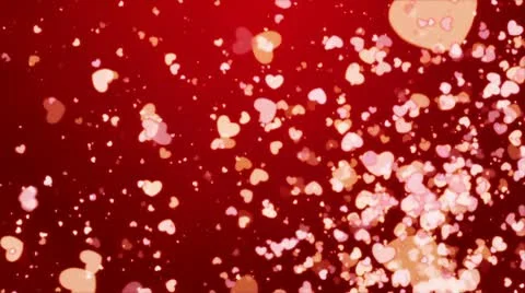 Flying hearts and particles Stock Footage 10739200