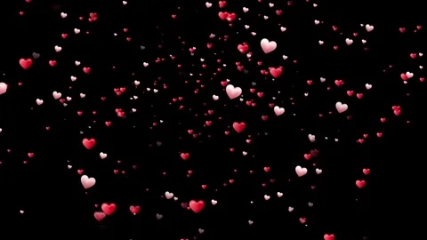 Flying hearts animation on black background Stock Footage 309309538