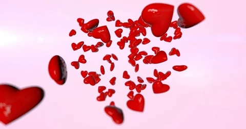 Flying hearts animation Stock Footage 102256433