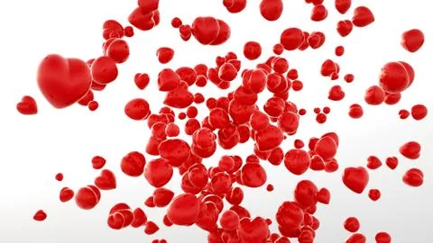 Flying Hearts Background - 3D Rendering Stock Illustration