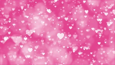 Flying hearts, bokeh. pink background, Wedding, valentines day. loop. 23,98 fps Stock Footage