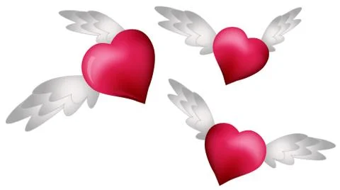 Flying Hearts Stock Illustration
