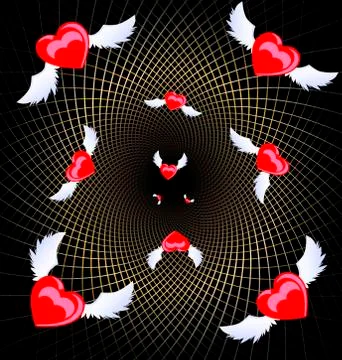 Flying hearts Stock Illustration
