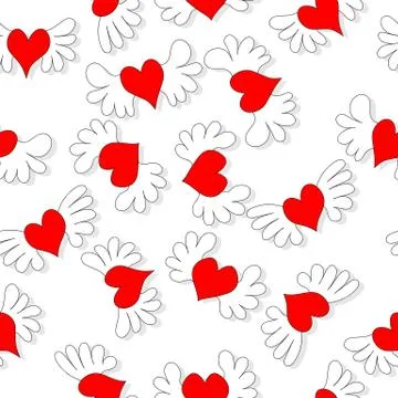 Flying hearts pattern Stock Illustration