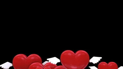 Flying Hearts Transition Stock Footage 100538885