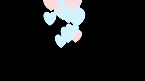 Flying hearts on a transparent background. 2d illustrated animation Video stock 122256864