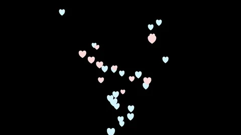 Flying hearts on a transparent background. 2d illustrated animation Video stock 122361097