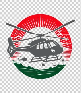 Flying Helicopter design vector style on the sun background Stock-Illustration