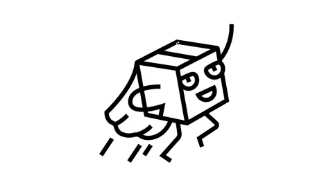 Flying hero cardboard box character line icon animation Stock Footage 326133192