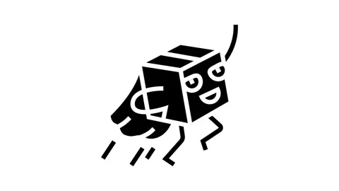 Flying hero cardboard box character glyph icon animation Stock Footage 326154441