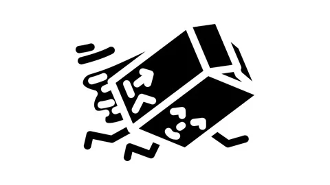 Flying hero cardboard box character glyph icon animation Stock Footage 326743432