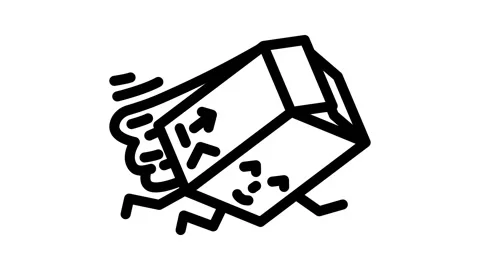 Flying hero cardboard box character line icon animation Stock Footage 326760868