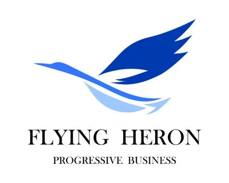 Flying heron blue 1 Stock Illustration