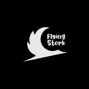 Flying heron or stork logo. stork silhouette logo with crescent shape Stock Illustration