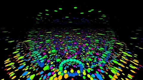 Flying hexahedrons. psychedelic background. Pulsating patterns that change color Stock Footage 83356294