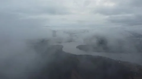 Flying high in the clouds over autumn karelia Stock-Footage 220534493