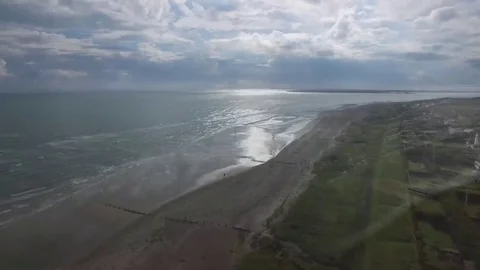 Flying High over the beautiful Beach in West Wittering England Stock Footage