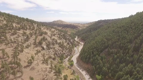 Flying High Over Mountain Road Stock Footage 100209865