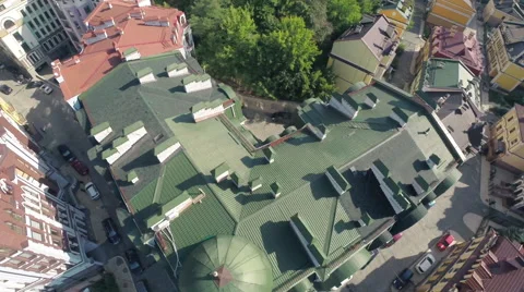 Flying High over Old City Streets Stock Footage 56184765