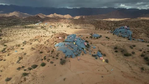 Flying High Over Tafraoute : Capturing Morocco's Scenic Charm Stock Footage 296581604