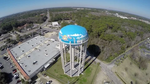 Flying high, straight over the tower and tilting down and rovolving. Stock Footage 90562387