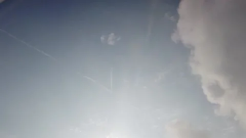 Flying high through the white cloud and blue sky, A View From The Airplane Stock Footage 158017155