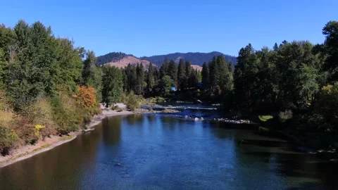 Flying hight to low river shot Stock Footage 163236359