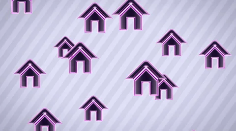 Flying home icons. Looping. Alpha channel is included. Stock Footage 51031234