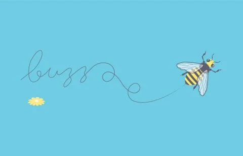 Flying honey bee buzz Stock Illustration