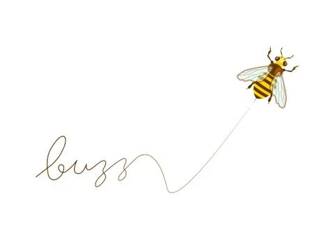 Flying honey bee Stock Illustration