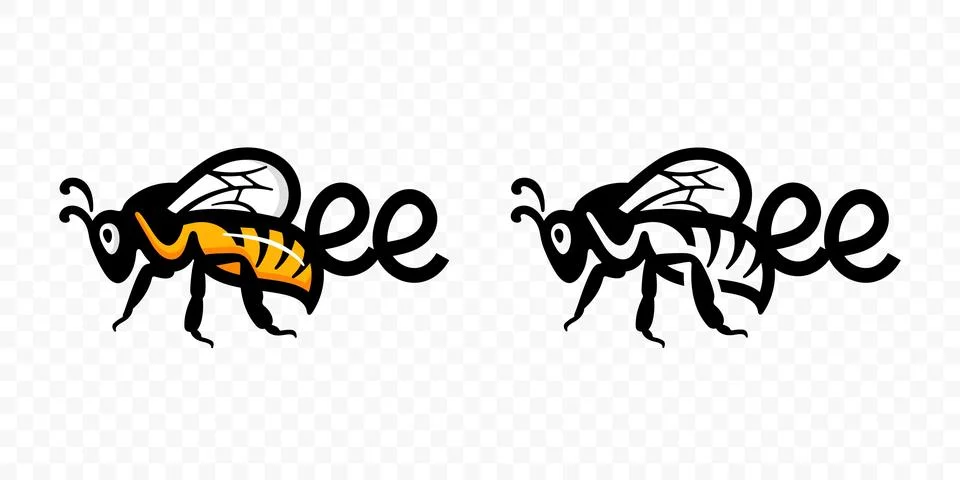 Flying honey bee vector logo design Stock Illustration