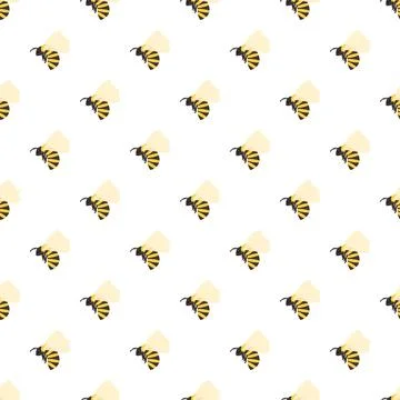 Flying honey bees generating repeating seamless pattern Stock Illustration