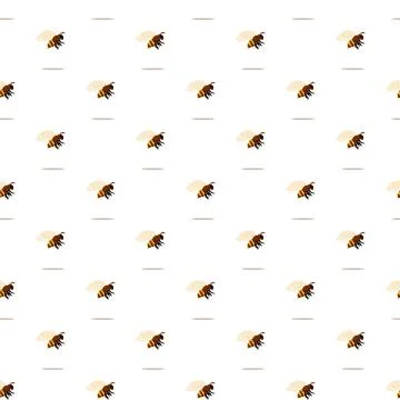 Flying honey bees seamless pattern on white background 库存插图