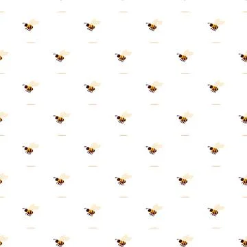 Flying honeybees pattern forming a seamless background Illustrazione stock