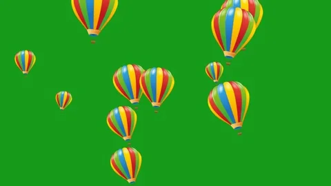 Flying hot air balloons motion graphics with green screen background Stock Footage 238355465