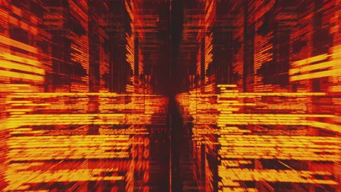 Flying into Infinite glowing red lines of computer data or code. Loop. Stock Footage 164761632