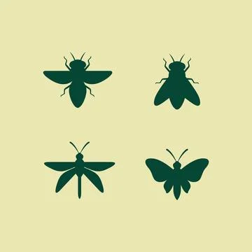 Flying insect set icon collection design vector Stock Illustration