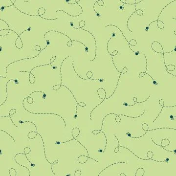 Flying insects seamless vector pattern in green Illustrazione stock