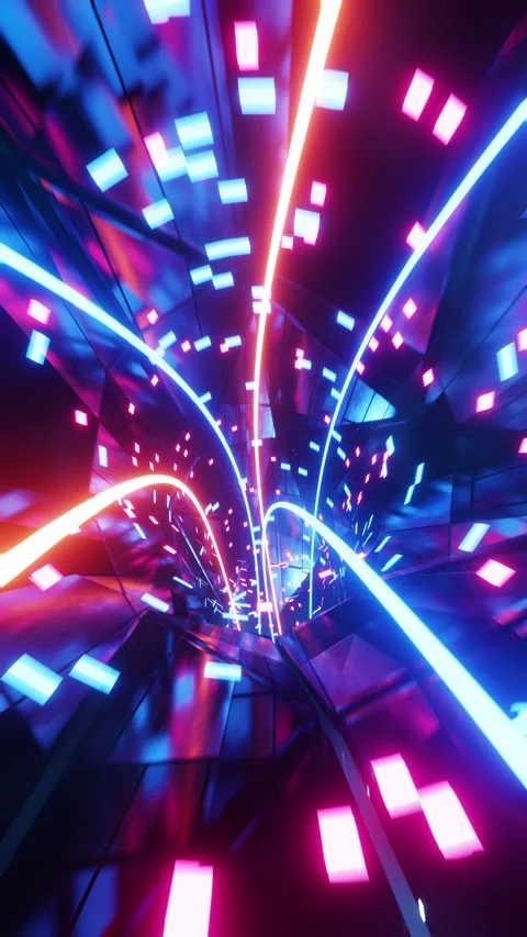 Flying inside blue data cables. Vertical looped video Stock Footage 226369153