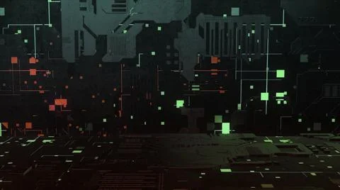 Flying inside cyberspace with beautiful abstract digital particles. Motion. Fast 스톡 일러스트