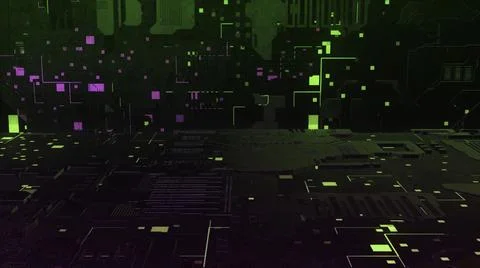 Flying inside cyberspace with beautiful abstract digital particles. Motion. Fast 스톡 일러스트