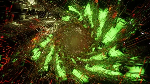 Flying inside data cables. The green tunnel. 스톡 동영상 168491290