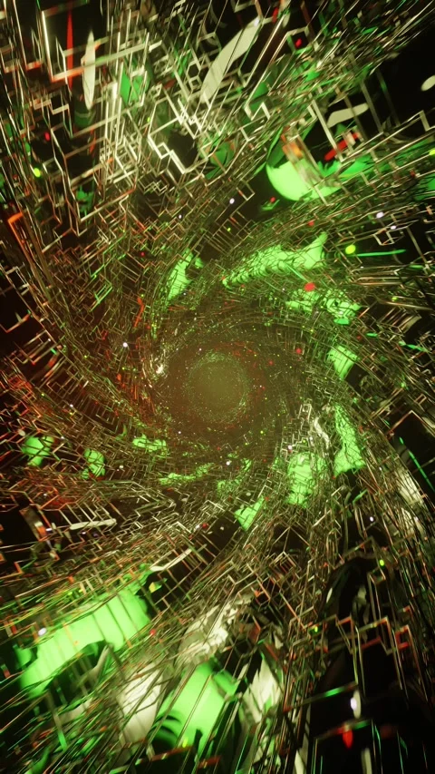 Flying inside data cables. The green tunnel. Vertical looped video 스톡 동영상 226368675