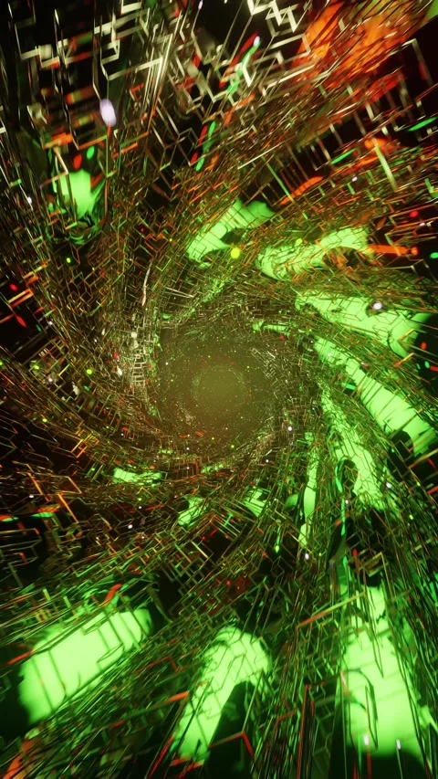 Flying inside data cables. The green tunnel. Vertical looped video 스톡 동영상 229459605