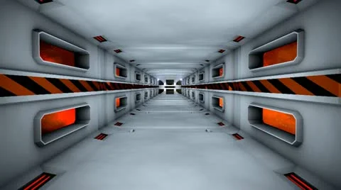 Flying inside featuristic hi-tech tunnel, space, gate. Stock Footage 11383059