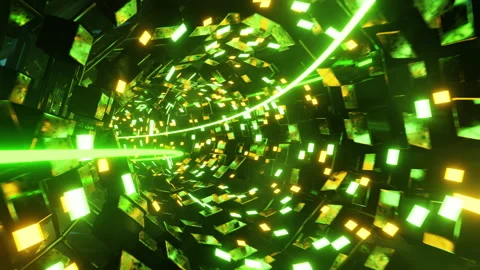 Flying inside green data cables. Infinitely looped animation. Stock-Footage 177027100